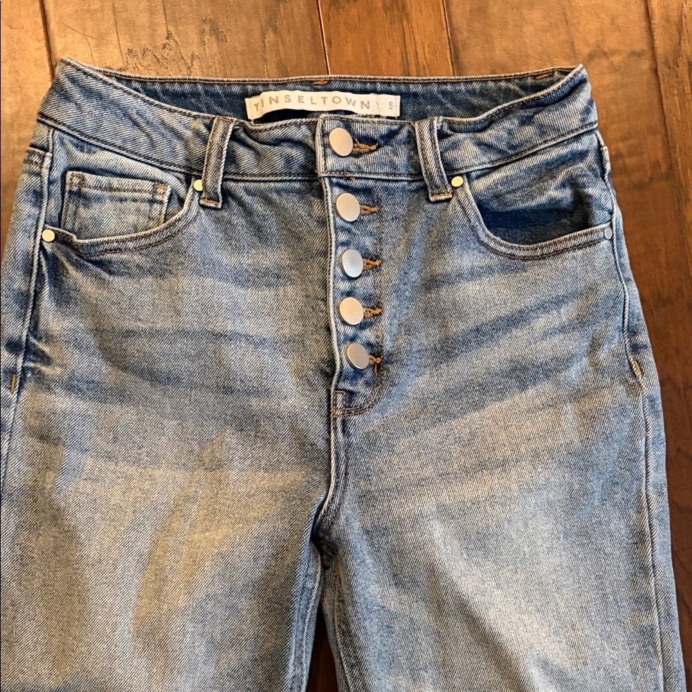 Tinseltown Light Blue High-Rise Button-Fly Jeans - Picture 2 of 4
